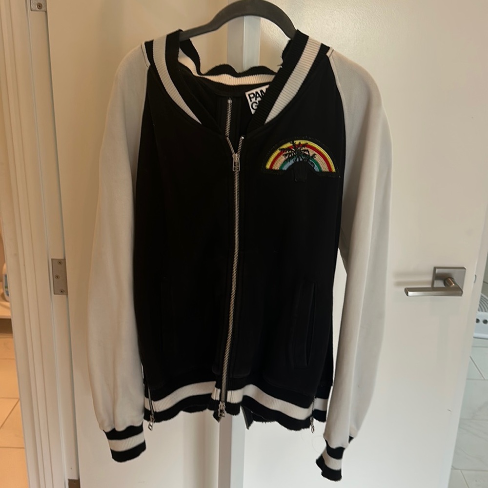Pam & Gela bomber sweatshirt with zipper details. Size medium